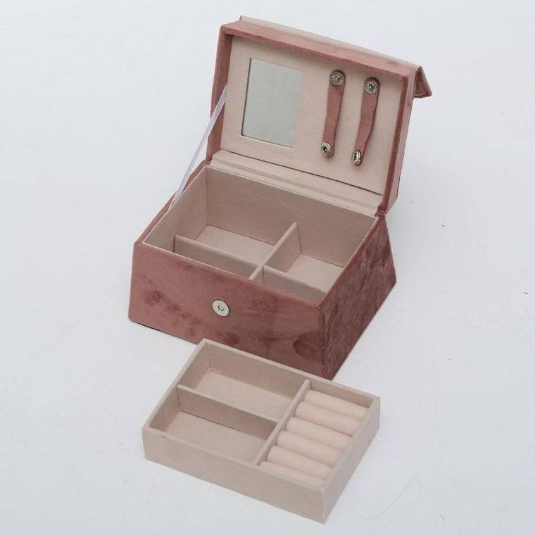 Boltze Home, szkatułka na biżuterię z lusterkiem, Clea, różowa