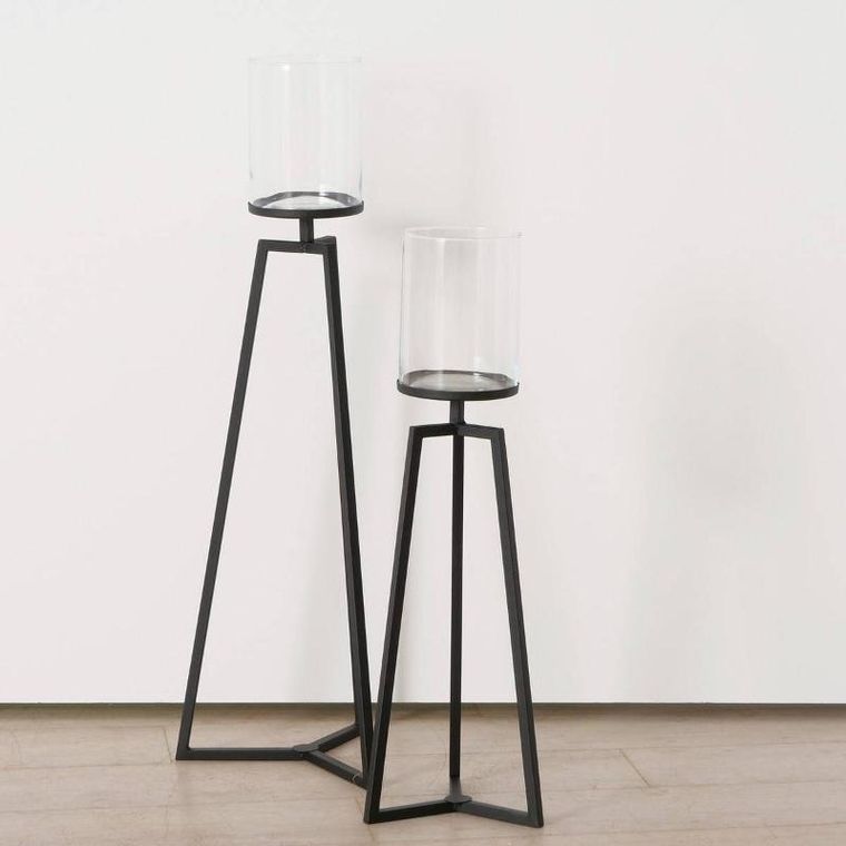 Boltze Home, szklane świeczniki na metalowym stelażu, Cosa, 75-95 cm