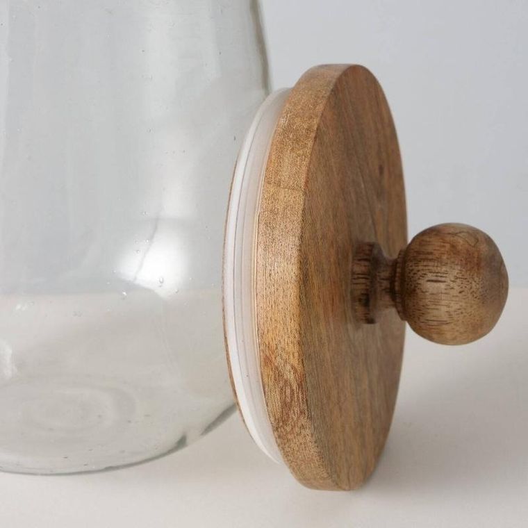 Boltze Home, szklany słoik, Varud, z pokrywką z drewna mango, Ø 12 cm
