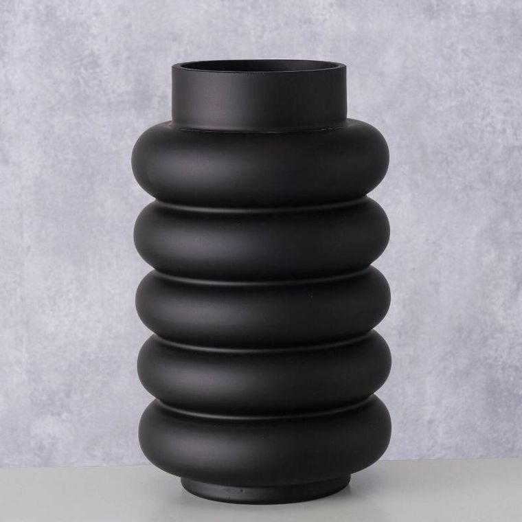 Boltze Home, szklany wazon, Ribbo, czarny