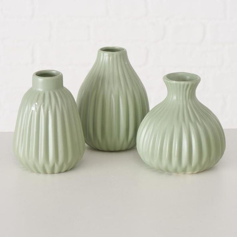 Boltze Home, wazon prążkowany, Esko, zielony