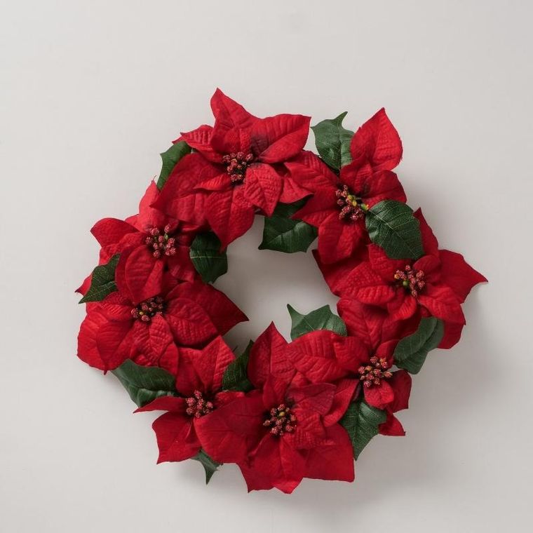 Boltze Home, wieniec świąteczny z kwiatów gwiazdy betlejemskiej, 50 cm