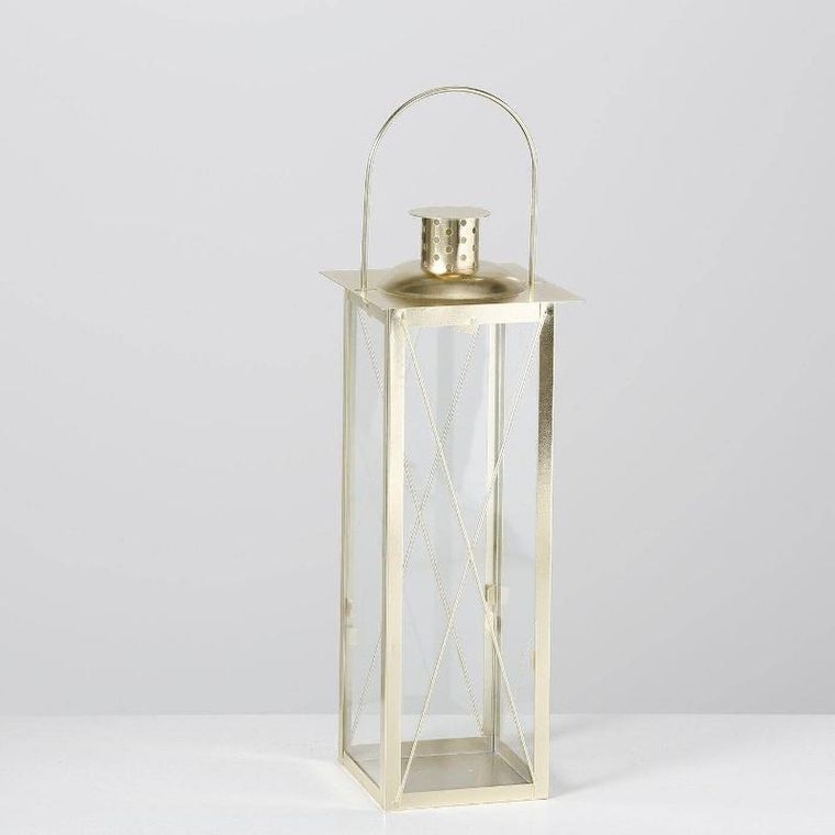 Boltze Home, złote lampiony, Farol, 2 metalowe latarenki
