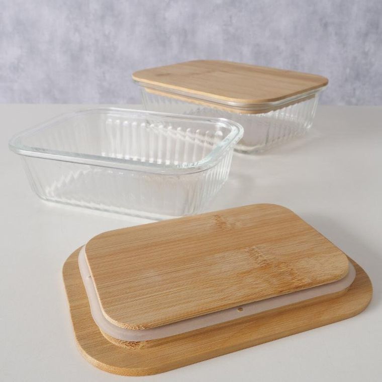 Boltze, Luka, pojemniki na żywność, bambusowe wieczko, 2 szt.