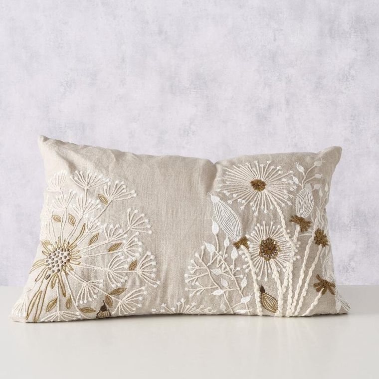 Boltze, poduszka dekoracyjna finna, kwietny wzór, 100% len