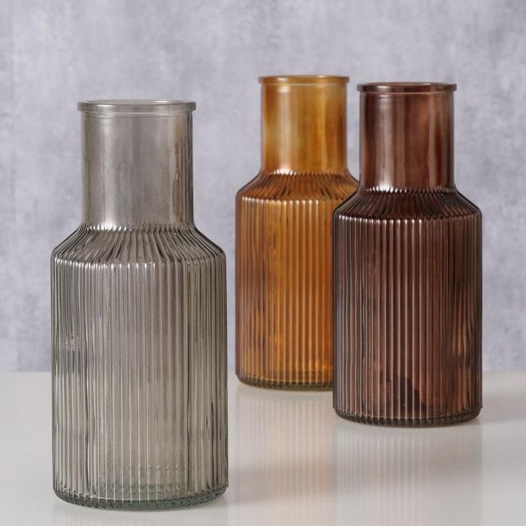 Boltze, prążkowany wazon szklany, Misam, 22 cm
