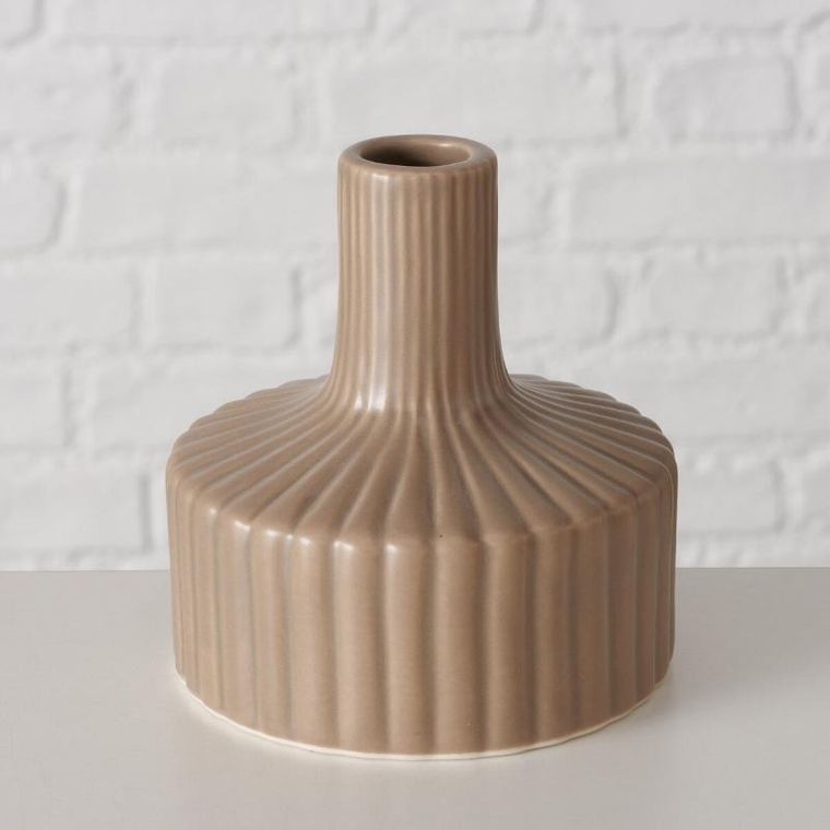 Boltze, prążkowany wazon w kolorze Nude Libelly, 11 cm