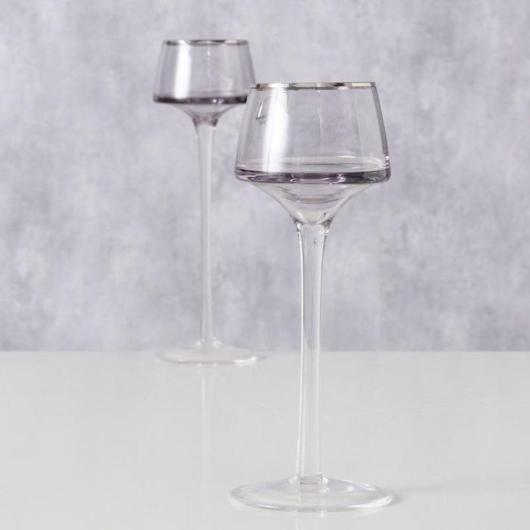 Boltze, świeczniki szklane Smola, 2 szt. 20-23 cm