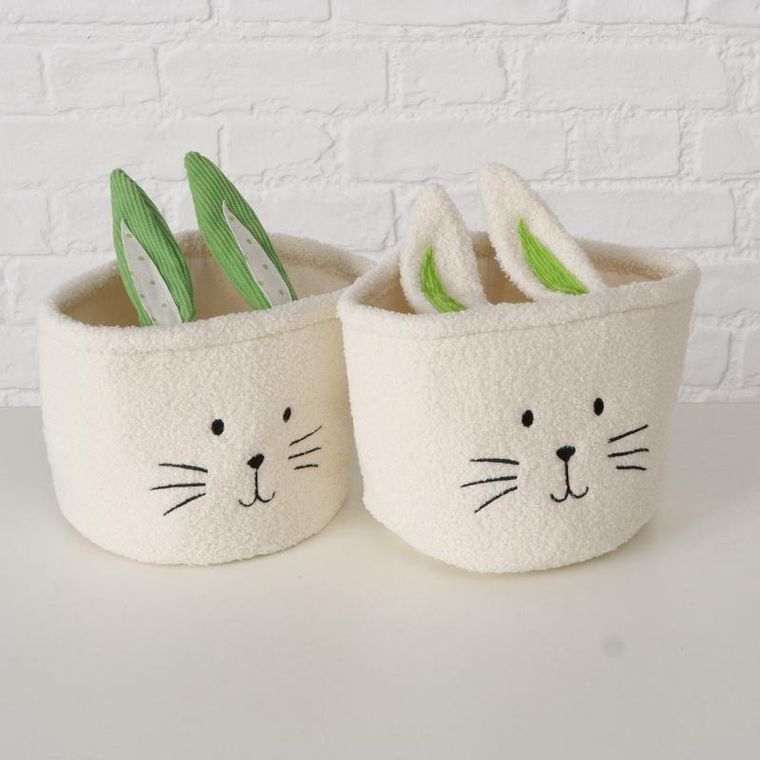 Boltze, tekstylny koszyk na drobiazgi, Nikkel, z motywem królika