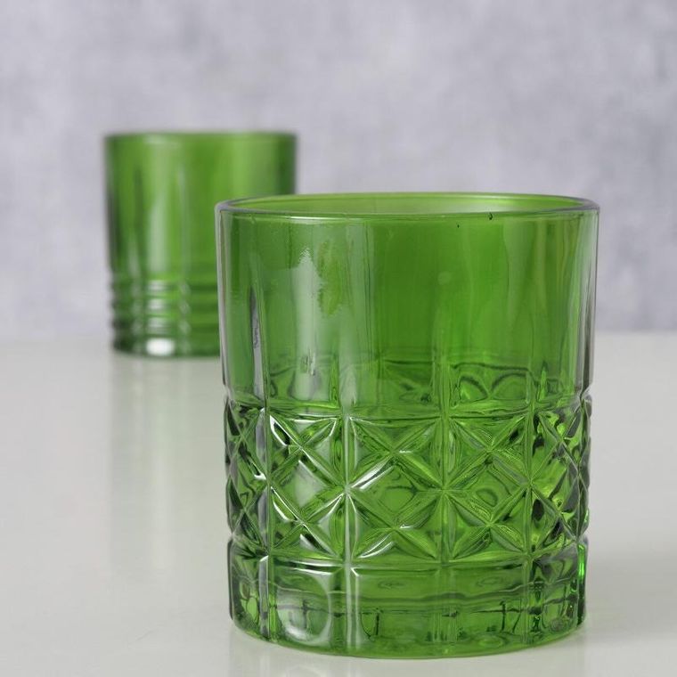 Boltze, zielona szklanka whiskey, 9 cm