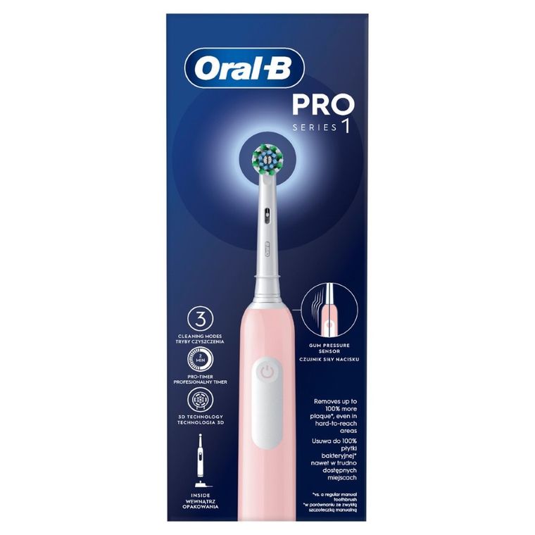 Braun, Oral-B, Pro1, szczoteczka elektryczna, CrossAction, Pink