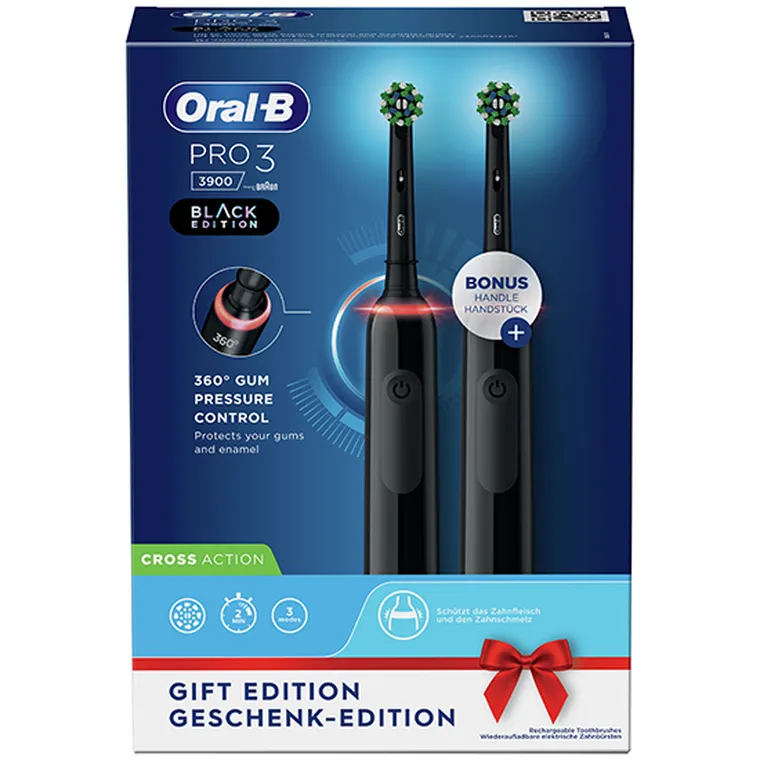 Braun, Oral-B, PRO3 3900, czarna, 2 szt.