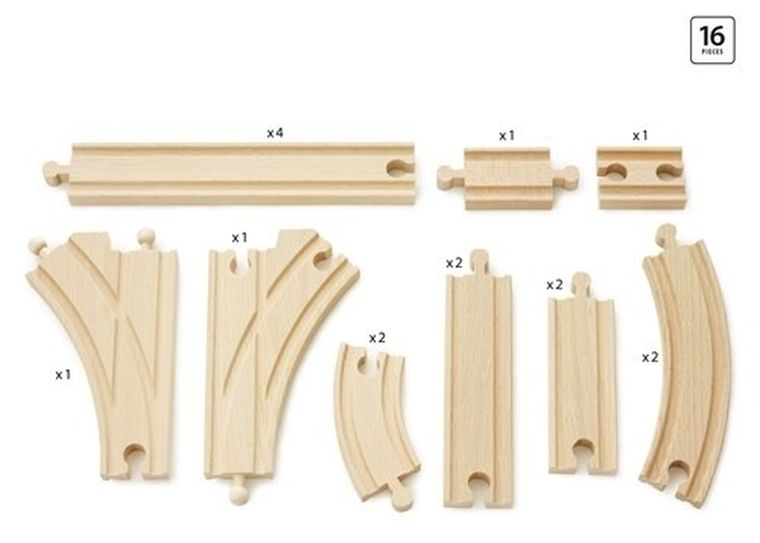 Brio World, Zestaw torów do rozbudowy, zabawka drewniana, 16 elementów