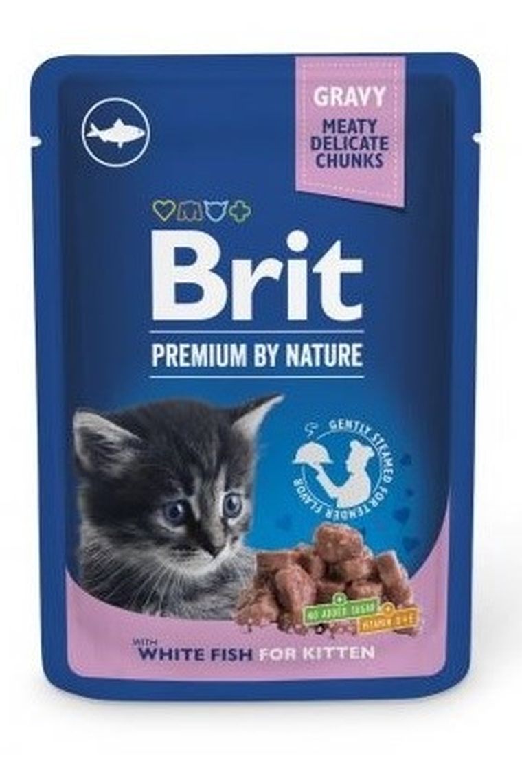 Brit, Premium By Nature, karma mokra dla kota, White Fish Kitten, 100g