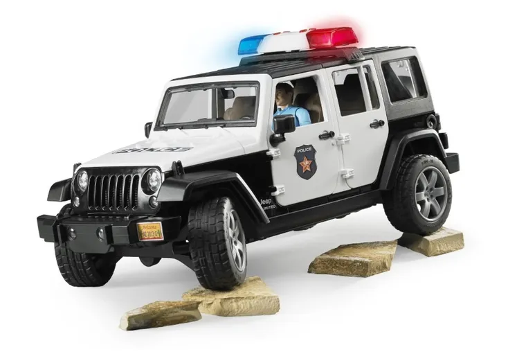 Bruder, Jeep Wrangler Unlimited Rubicon policyjny z figurką policjanta