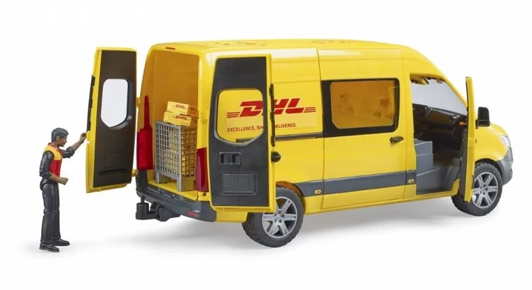 Bruder, MB Sprinter DHL bus, samochód z figurką i akcesoriami