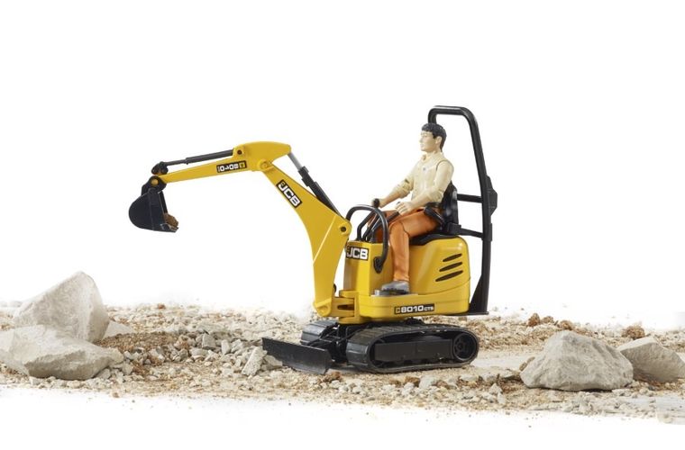 Bruder, Mikrokoparka JCB 8010 CTS z figurką pracownika budowlanego