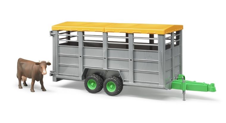 Bruder, Przyczepa 2-osiowa do przewozu krów z figurką krowy