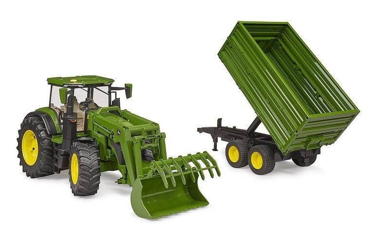Bruder, Traktor John Deere 7R 350 z ładowaczem i przyczepą, 1:16
