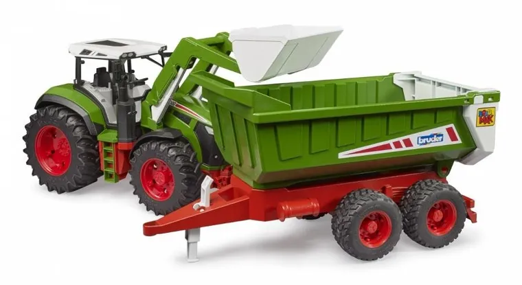 Bruder, traktor z ładowaczem czołowym i przyczepą