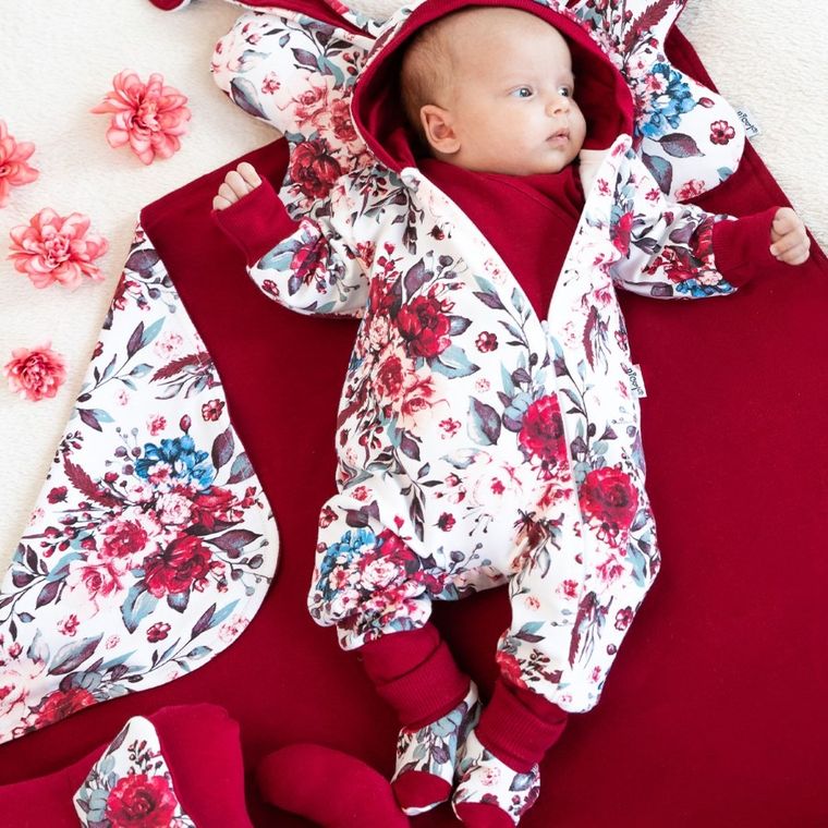 Buciki niechodki dziewczęce, biało-bordowe, Nicol