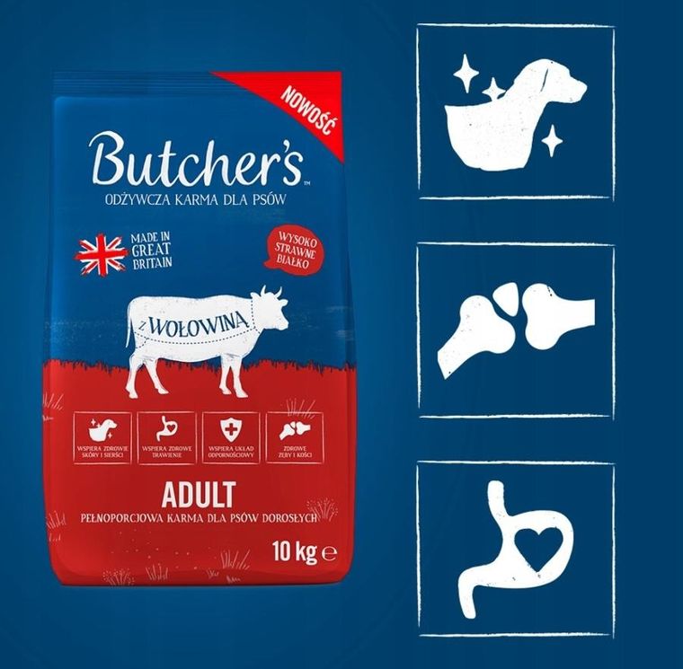 Butcher's, sucha karma dla psa, wołowina, 10 kg