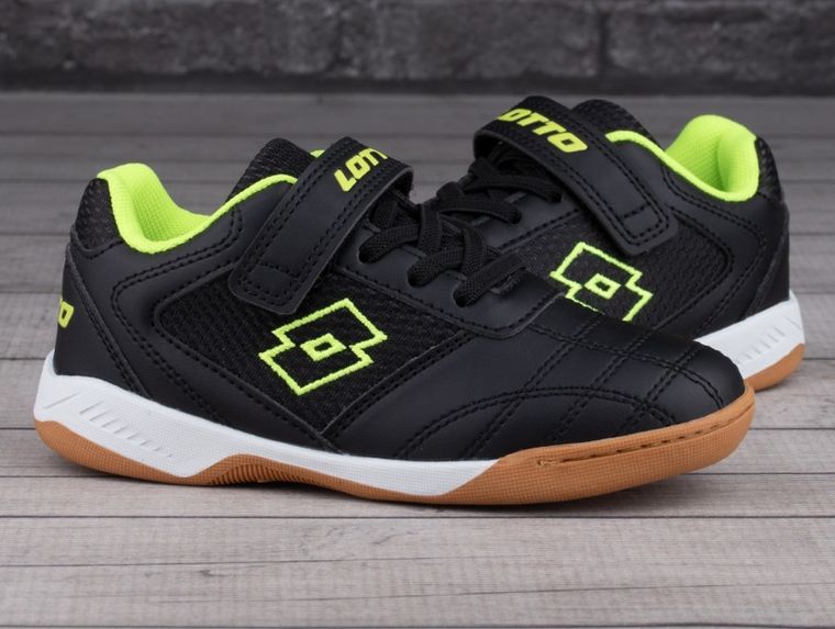 Buty piłkarskie chłopięce, halowe, czarne, Lotto