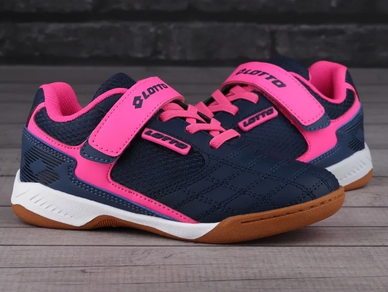 Buty piłkarskie dziecięce, halowe, granatowe, Lotto Flitter K