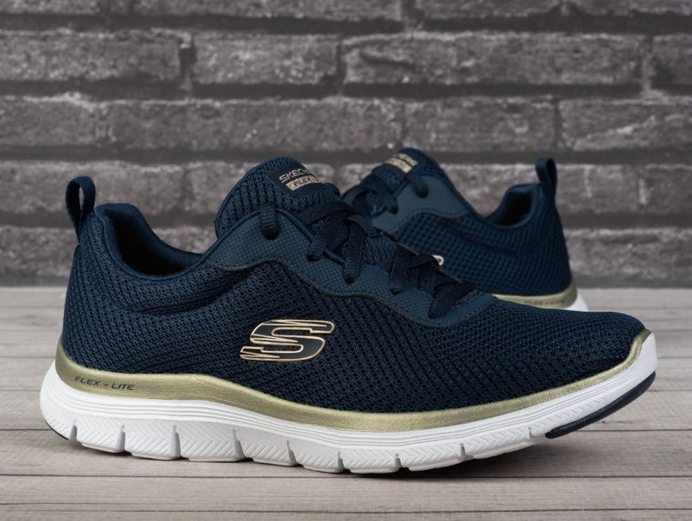 Buty sportowe damskie, granatowe, Skechers Flex Appeal Brilliant View