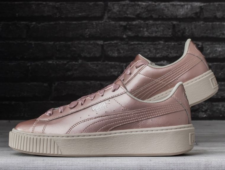 Buty sportowe damskie, różowe, Puma Basket