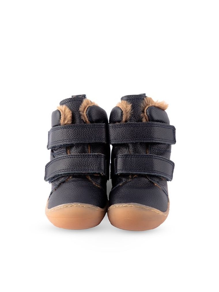 Buty zimowe chłopięce, skórzane, granatowe, ocieplane, Weestep