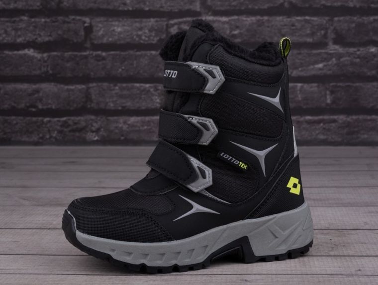 Buty zimowe dziecięce, ocieplane, czarne, Lotto Pincecreek Tex
