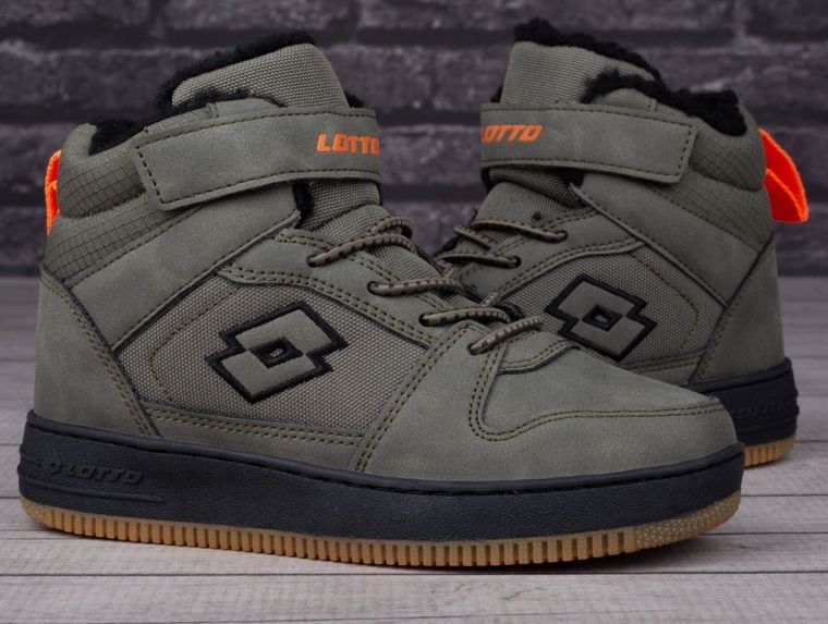 Buty zimowe dziecięce, ocieplane, khaki, Lotto