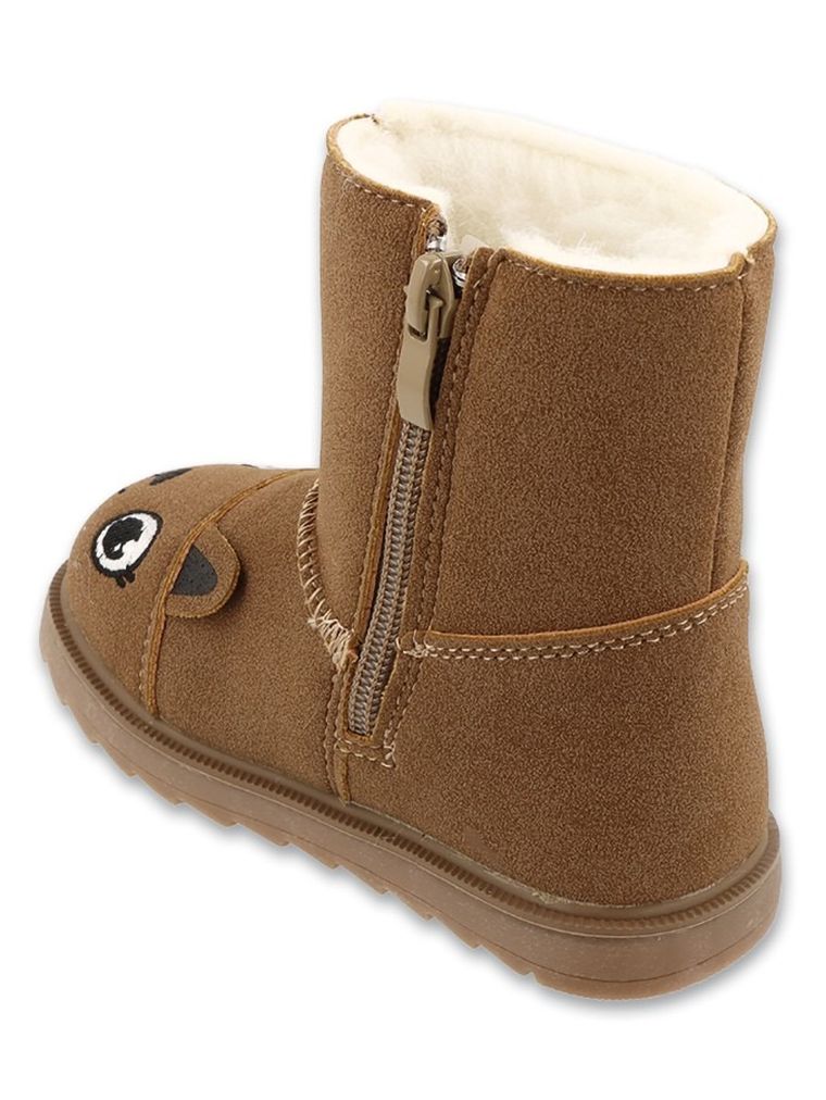 Buty zimowe dziewczęce ze skórą naturalną, ocieplane, brązowe, Befado