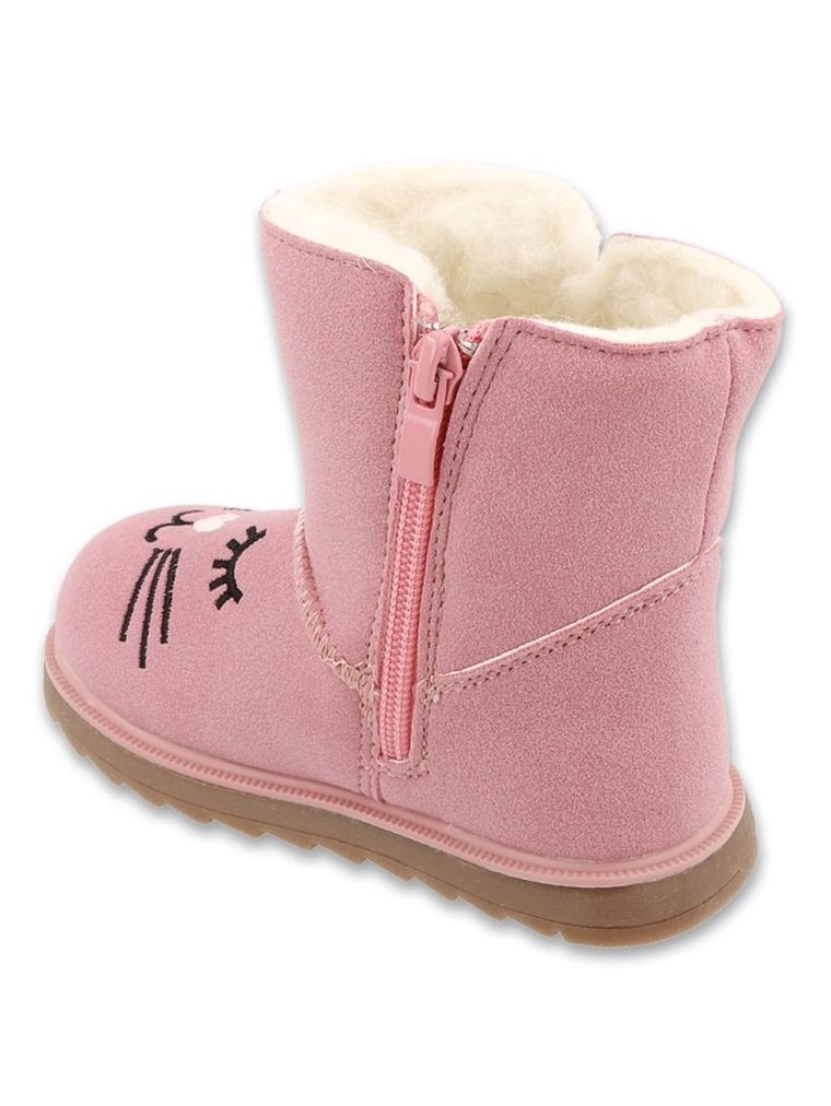 Buty zimowe dziewczęce ze skórą naturalną, ocieplane, różowe, Befado
