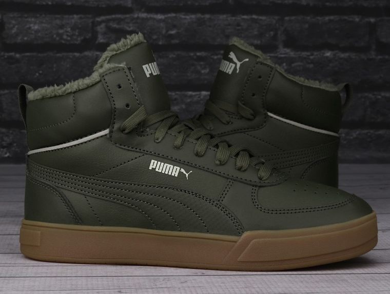 Buty zimowe męskie, ocieplane, zielone, Puma Caven Mid Winter