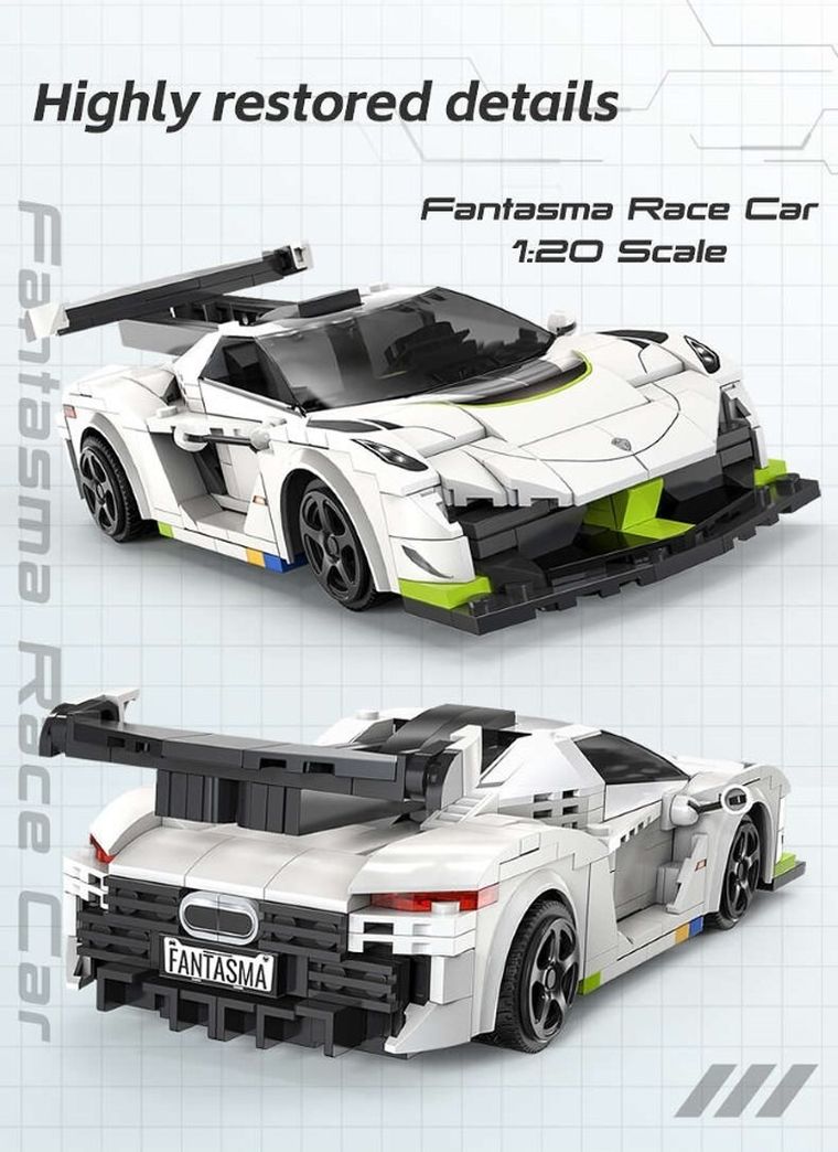 Cada, Fantasma Race Car, pojazd zdalnie sterowany, Dual Mode, biały, 1:20, 22 cm, 322 elementy