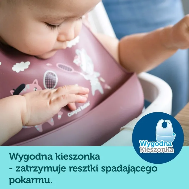 Canpol babies, Bonjour Paris, śliniak silikonowy z kieszonką, beżowy
