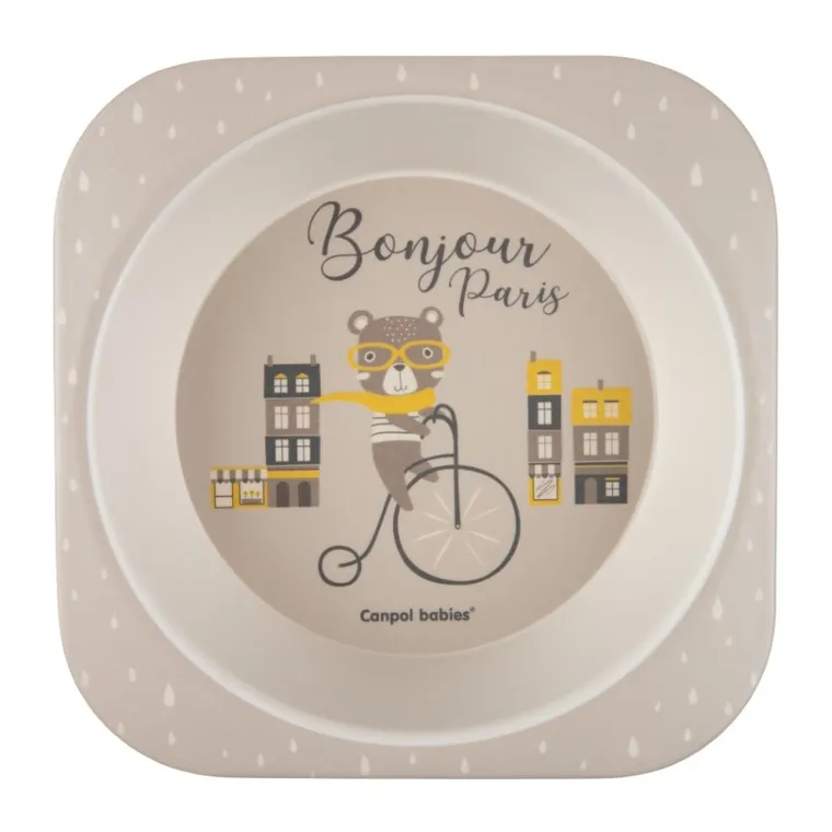 Canpol babies, Bonjour Paris, zestaw naczyń z kubkiem, beżowy