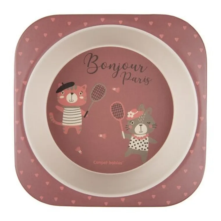 Canpol babies, Bonjour Paris, zestaw naczyń z kubkiem, bordowy
