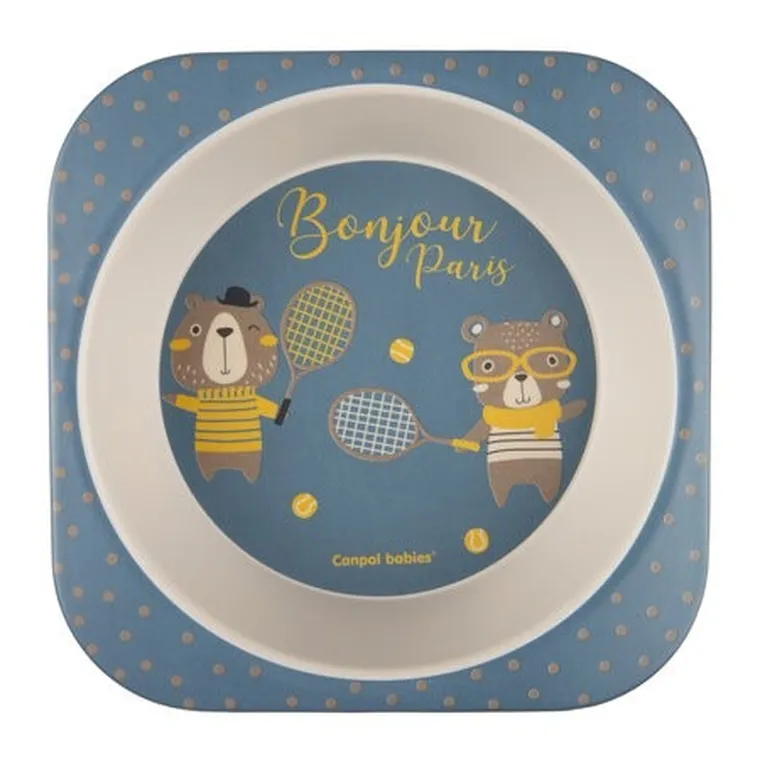 Canpol babies, Bonjour Paris, zestaw naczyń z kubkiem, granatowy