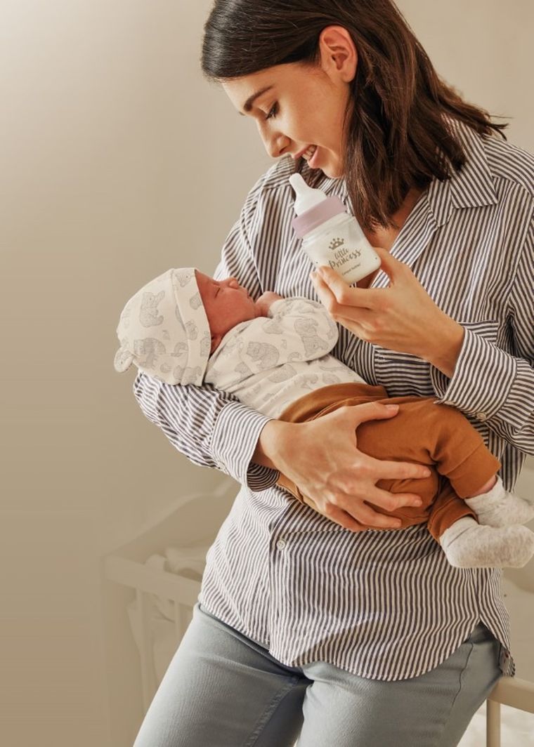 Canpol babies, Easy Start, Royal Baby, butelka szeroka antykolkowa, różowa, 120 ml