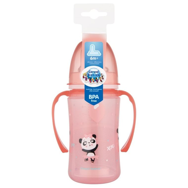 Canpol babies, EasyStart, Exotic Animals, kubek treningowy, różowy, 6m+, 240 ml