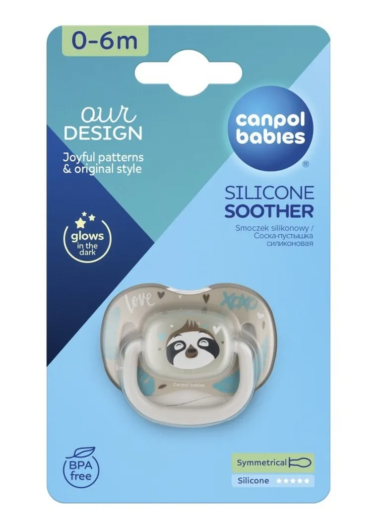 Canpol babies, Exotic, Leniwiec, smoczek silikonowy, symetryczny, 0-6m