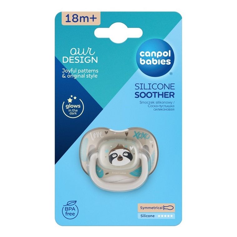 Canpol babies, Exotic, Leniwiec, smoczek silikonowy, symetryczny, 18m+