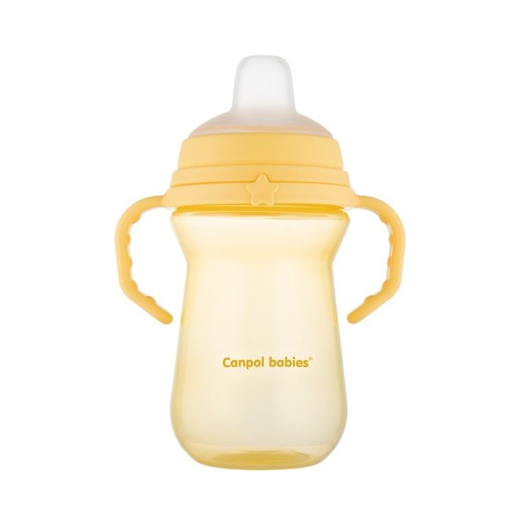 Canpol babies, FirstCup, kubek z silikonowym ustnikiem, żółty, 250ml