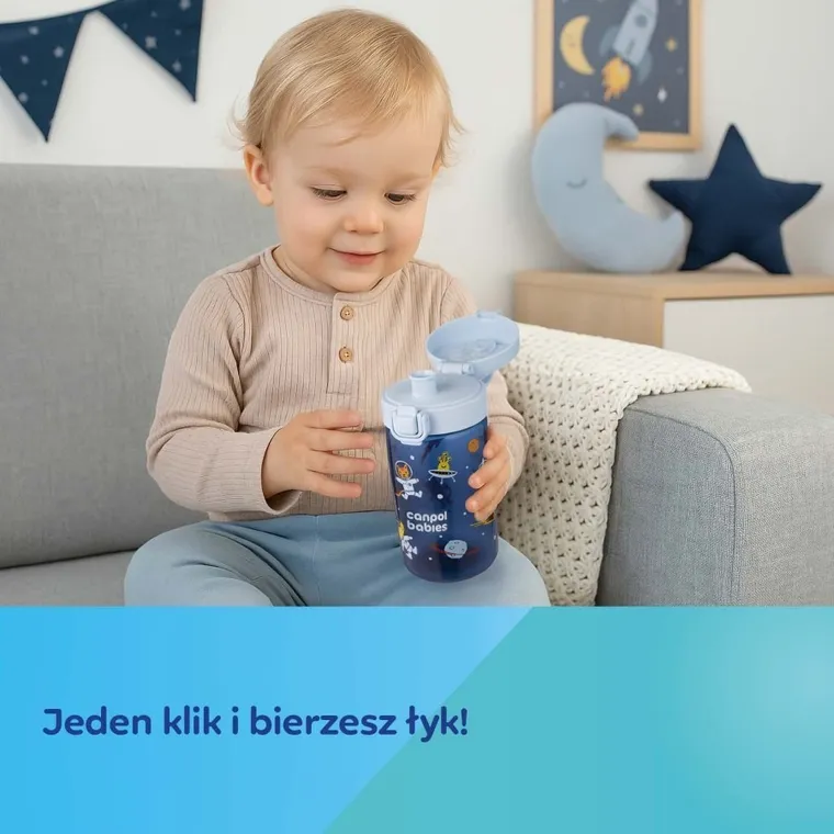 Canpol babies, Junior, bidon na wodę dla dzieci, niebieski, 400 ml