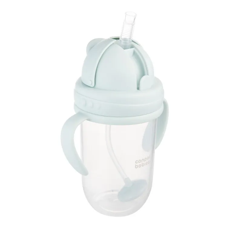Canpol babies, kubek niekapek, z rurką i odważnikiem, zielony, 270 ml