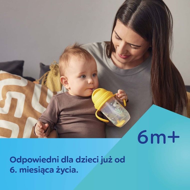 Canpol babies, kubek z odważnikiem i słomką + zapasowa słomka, szary