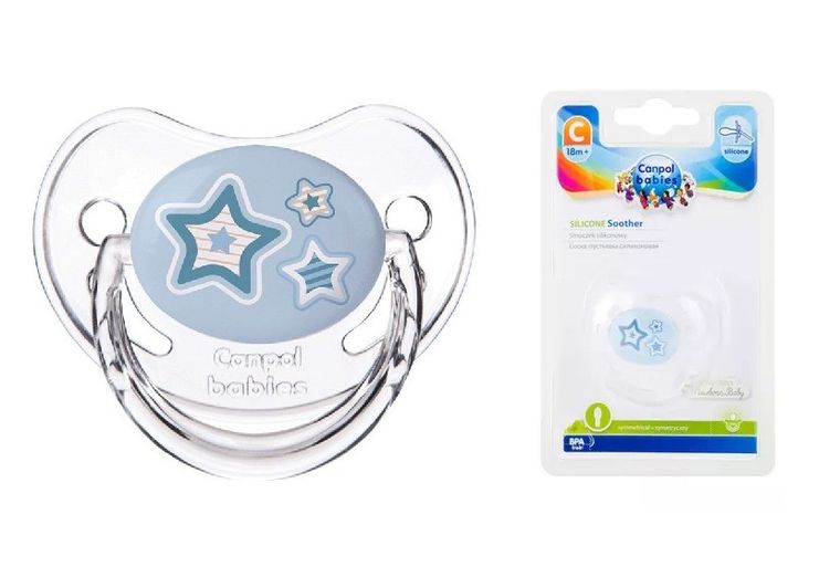 Canpol babies, Newborn baby, smoczek uspokajający, silikonowy, symetryczny, 18m+, niebieski